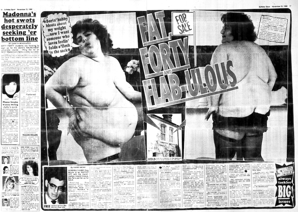 Sarah Lucas Fat, Forty and Flab-ulous 1990. Collection Museum of Contemporary Art Chicago, Gift of the D.Daskalopoulos Collection donated jointly to the Museum of Contemporary Art Chicago and the Solomon R. Guggenheim Museum, 2022. Courtesy the artist and Sadie Coles HQ, London © Sarah Lucas 