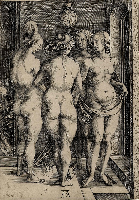 Albrecht Dürer,  The Four Witches, 1497, Engraving © The Trustees of the British Museum