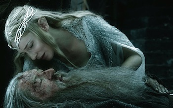 Cate Blanchett as Galadriel, Ian McKellen as Gandalf