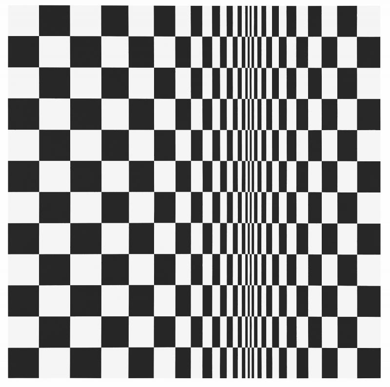 Bridget Riley's Movement in Squares, 1961, Arts Council Collection, Southbank Centre, London. © Bridget Riley 2019. All rights reserved