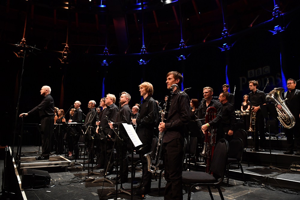 George Benjamin and London Sinfonietta players at the Roundhouse