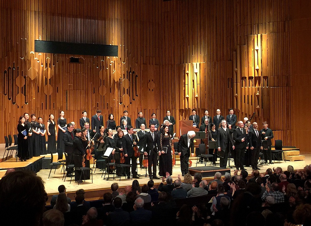 Bach Collegium Japan and soloists at the end of Bach St John Passion performance
