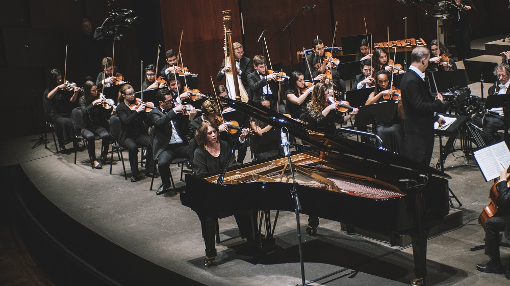 Montero performing with Prieto and The Orchestra of the Americas