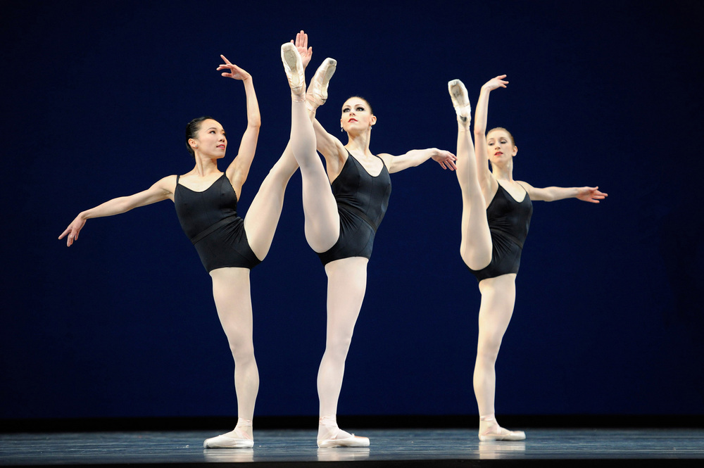Frances Chung, Sofiane Sylvie, and Jennifer Stahl in George Balanchine's Agon, performed by San Francisco Ballet