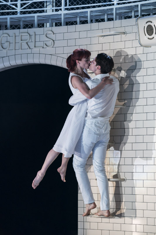 Cordelia Braithwaite and Paris Fitzpatrick as Romeo and Juliet in Matthew Bourne's production. Photo by Johan Persson.