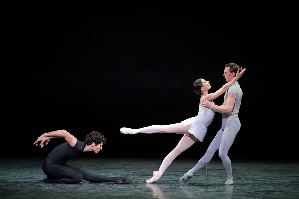 Fernando Carratalá Colomo, Tamara Rojo and Joseph Caley in Kenneth MacMillan's Song of the Earth. Photo by Laurent Liotardo.