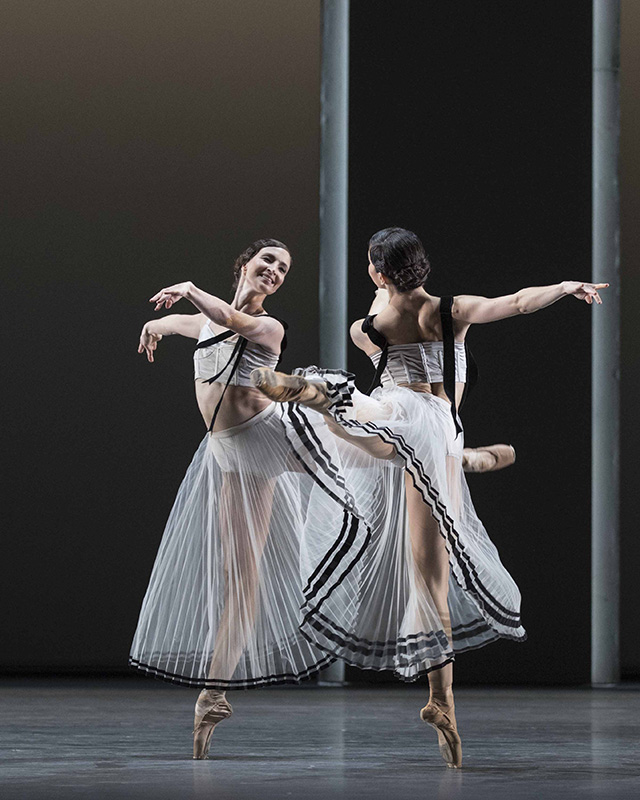 Lauren Cuthbertson and Yasmine Naghdi in Christopher Wheeldon's 'Corybantic Games' at the Royal Ballet. Photo by Andrej Uspenski.