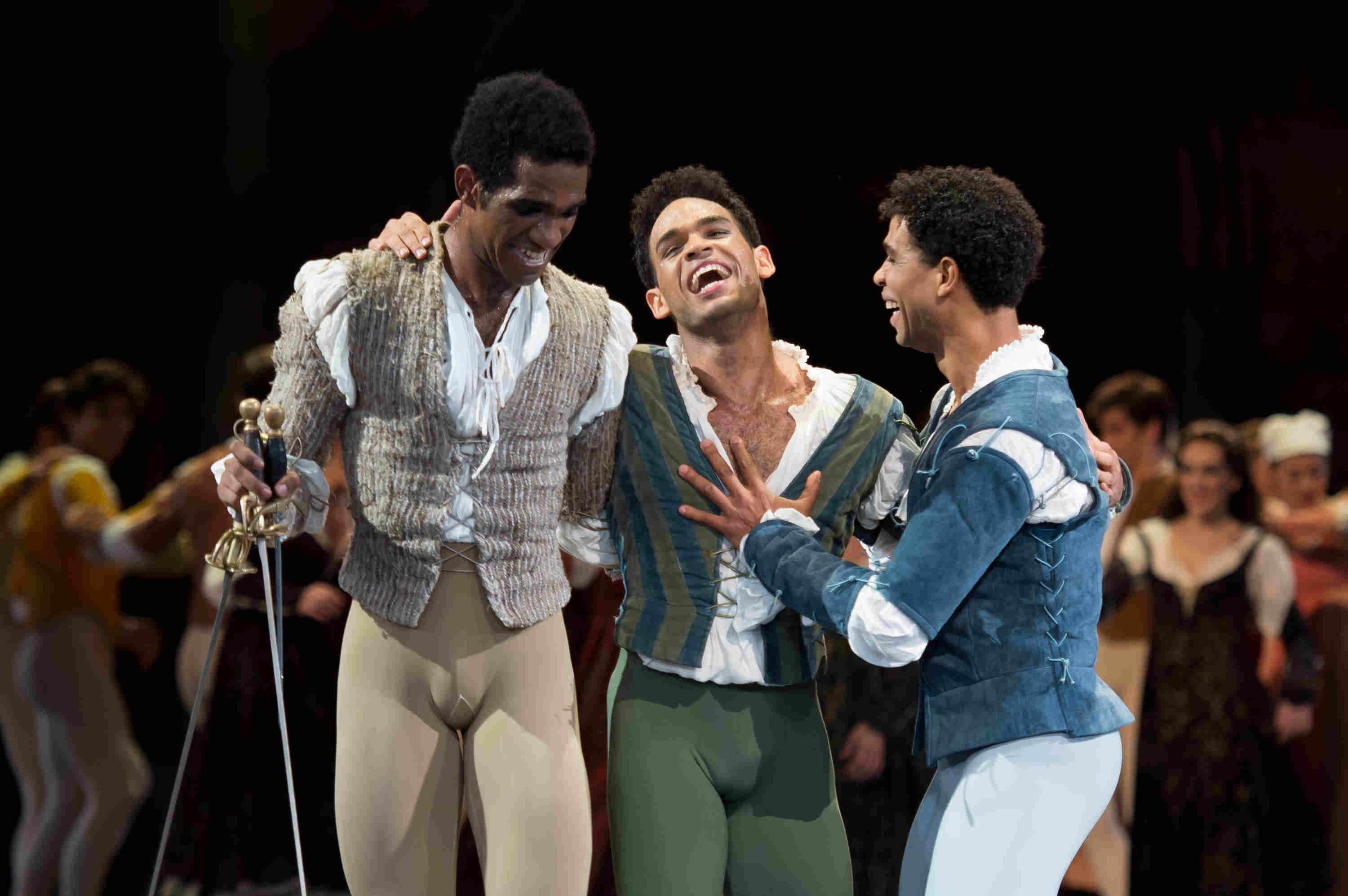 Junor Souza as Benvolio, Yonah Acosta as Mercutio, and Carlos Acosta as Romeo