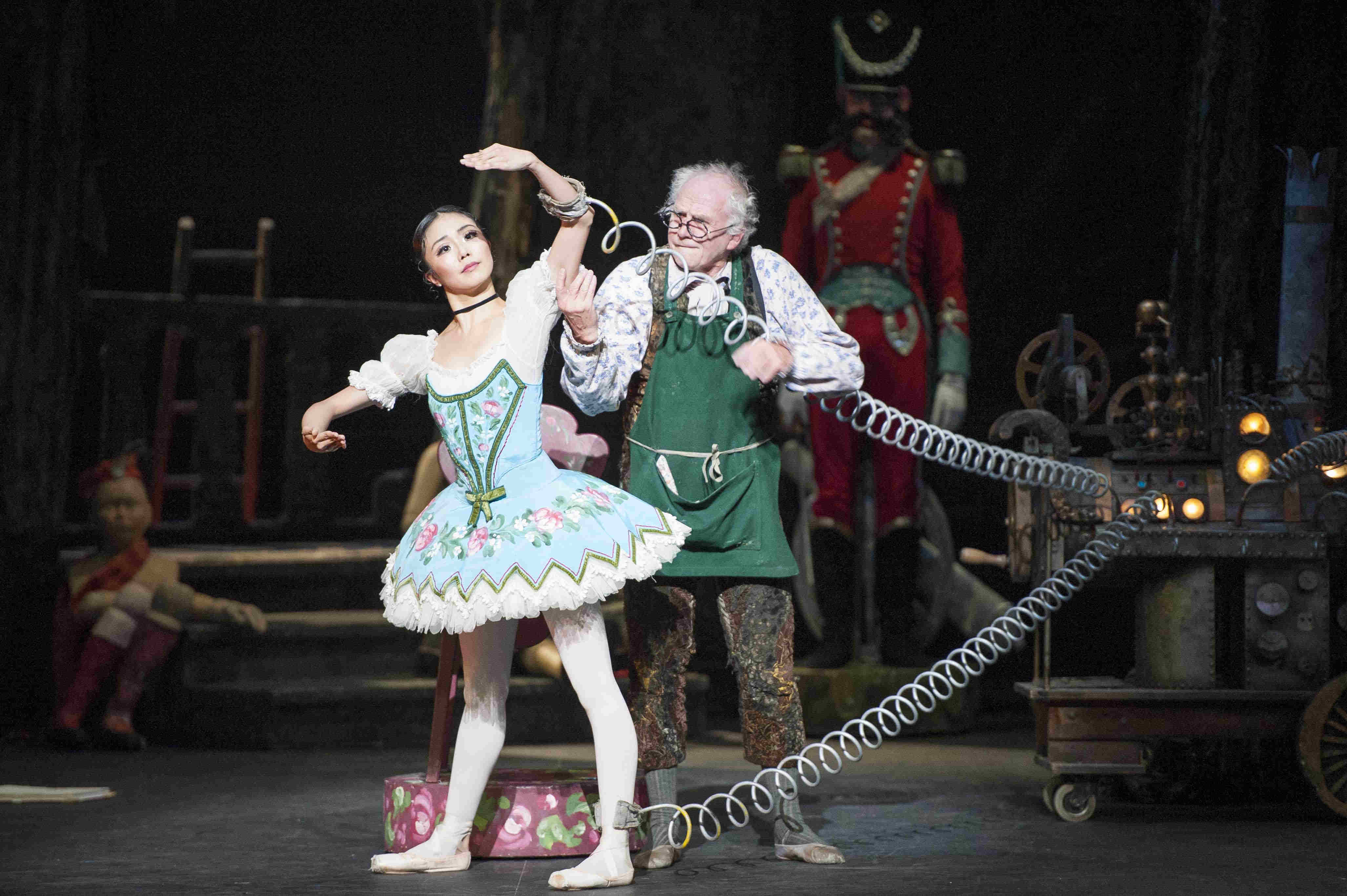 Shiori Kase as Swanilda and Michael Coleman as Dr Coppélius in ENB's Coppélia