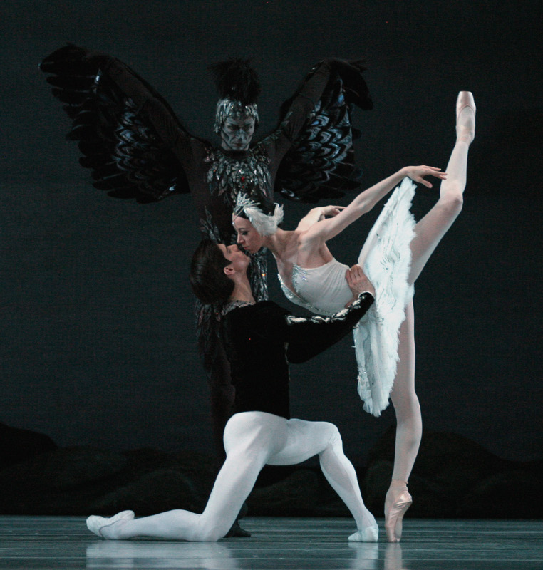 Xander Parish as Siegfried, Viktoria Tereshkina as Odette, and Andrei Yermakov as Von Rothbart in 'Swan Lake' with the Mariinsky Ballet. Photo by Jennie Walton.