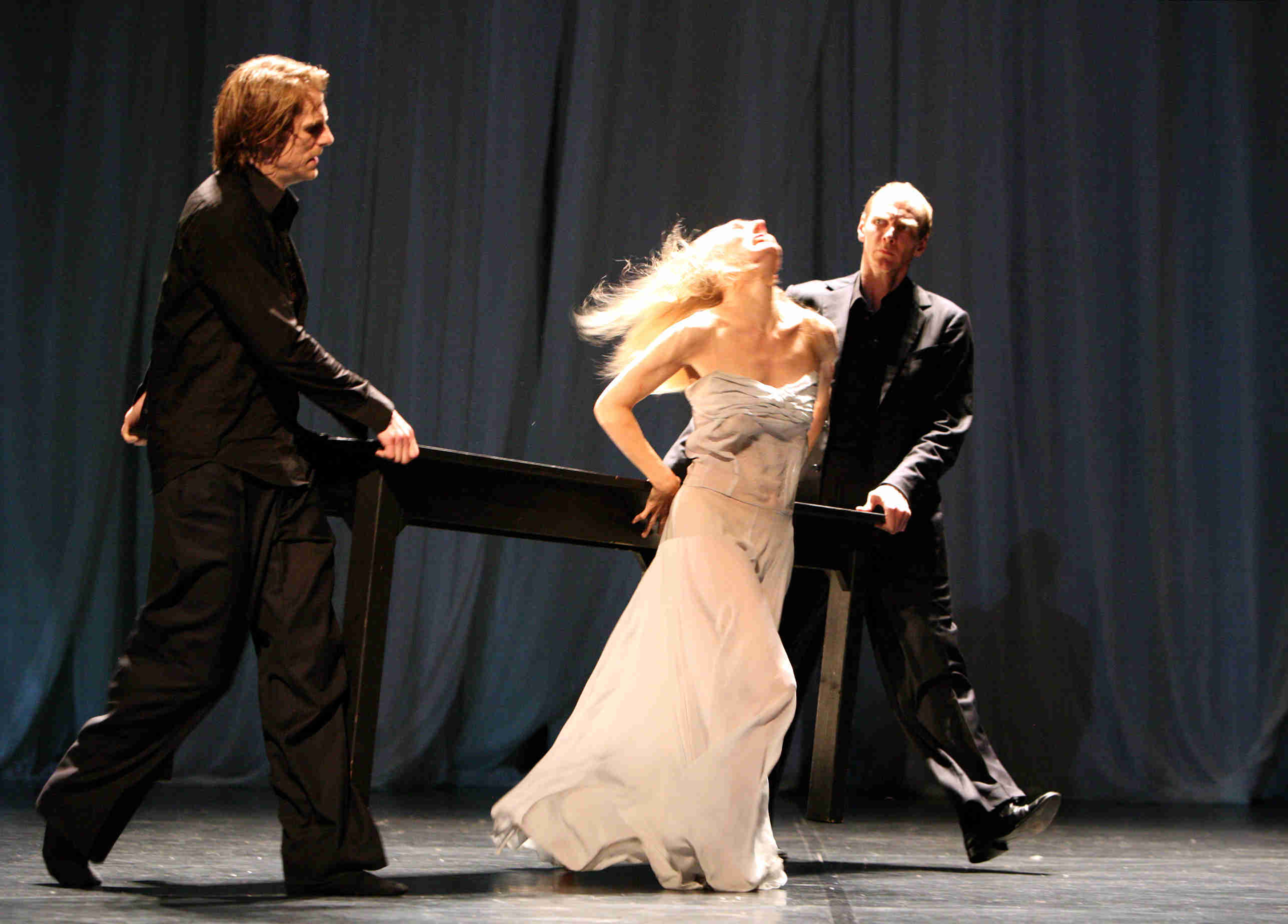 Michael Strecker, Julie Shanahan and Andrey Berezin of Tanztheater Wuppertal Pina Bausch in Sweet Mambo