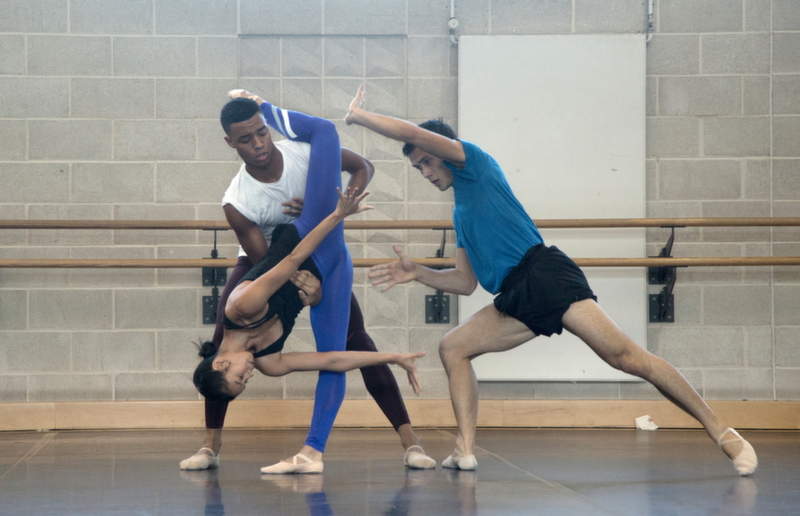 Dancers from Wayne McGregor/Random Dance in rehearsal for Outlier