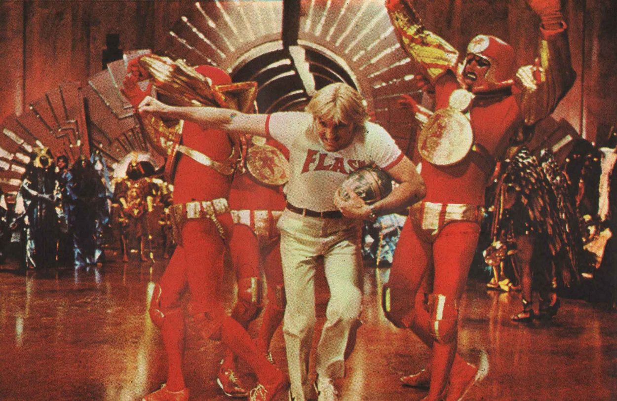 Flash (Sam J. Jones) touches down in Flash Gordon