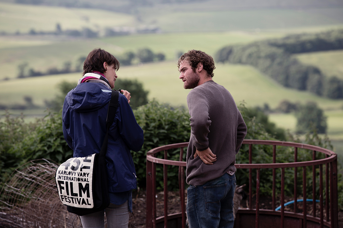 Clio Banard and Mark Stanley on the set of Dark River