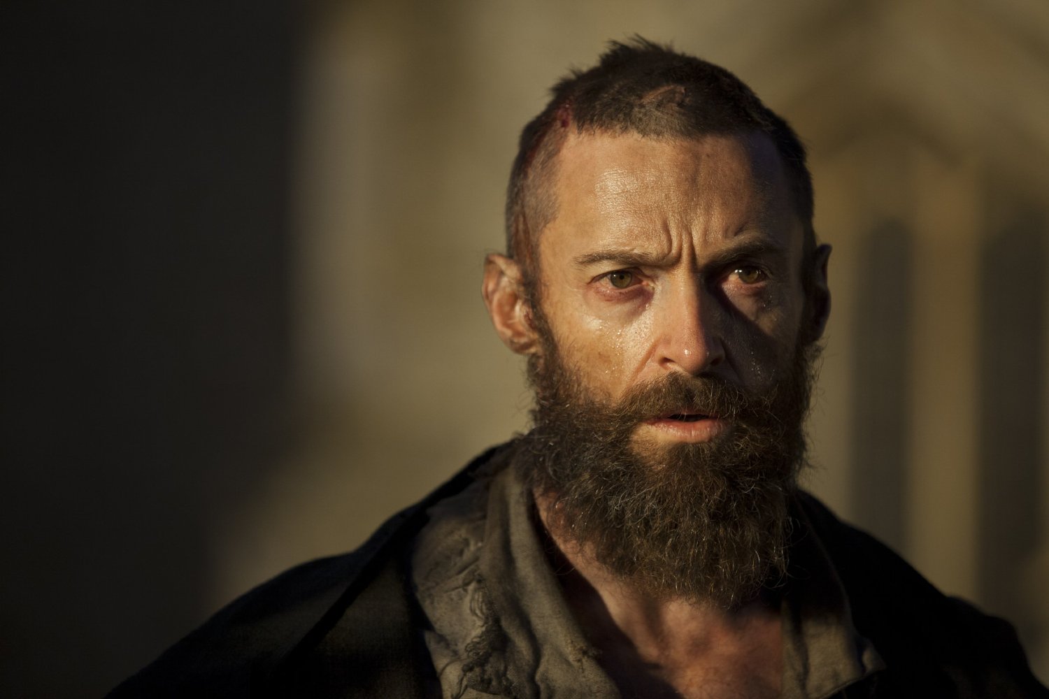 Hugh Jackman as Valjean in the film of Les Miserables