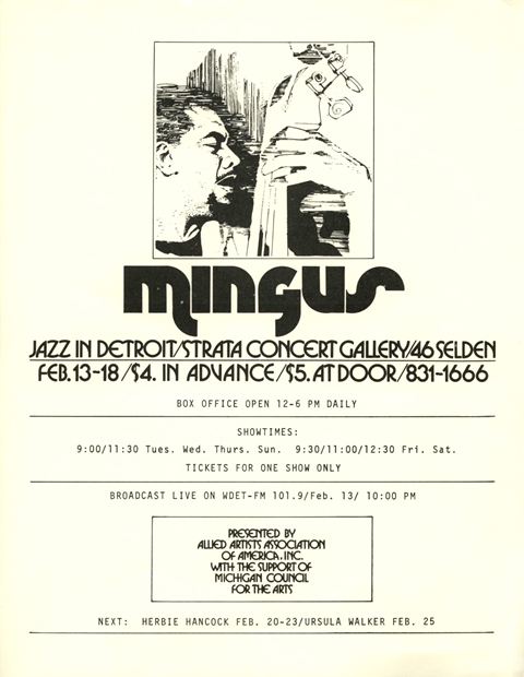 Charles Mingus Jazz in Detroit  Strata Concert Gallery 46 Selden_flyer