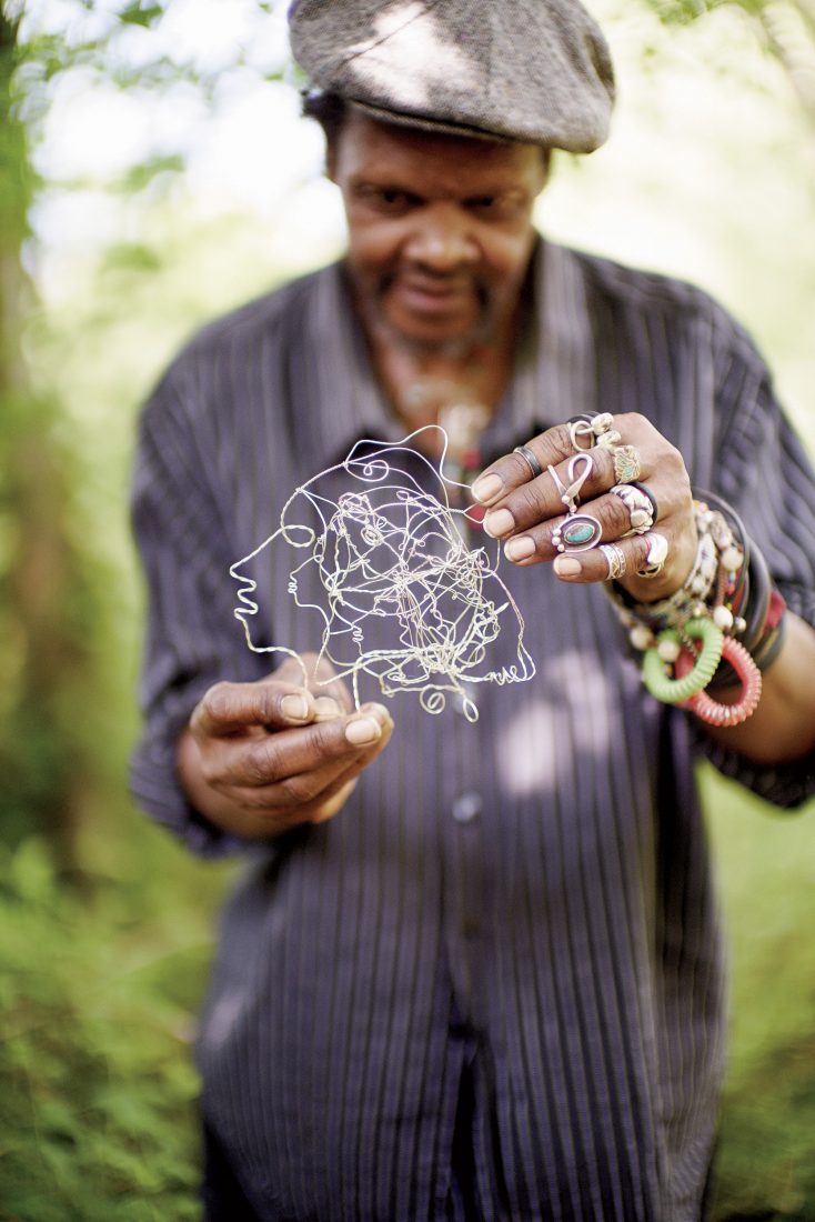 Lonnie Holley with sculpture