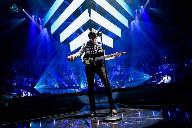 Matt Bellamy, with a pyramid