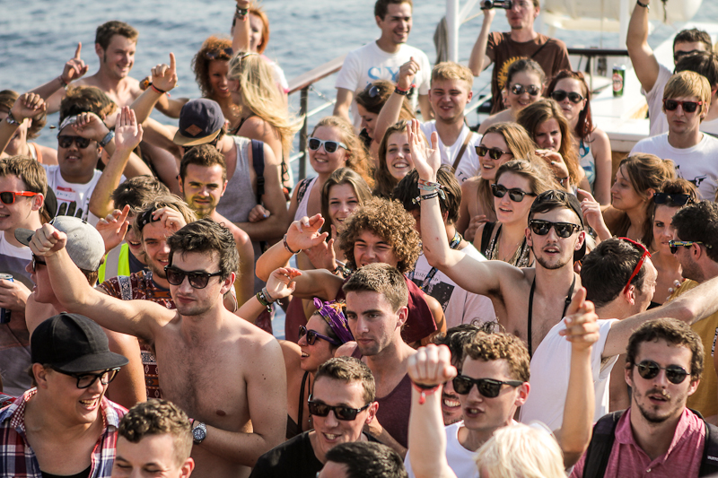 Daytime revellers on a party boat