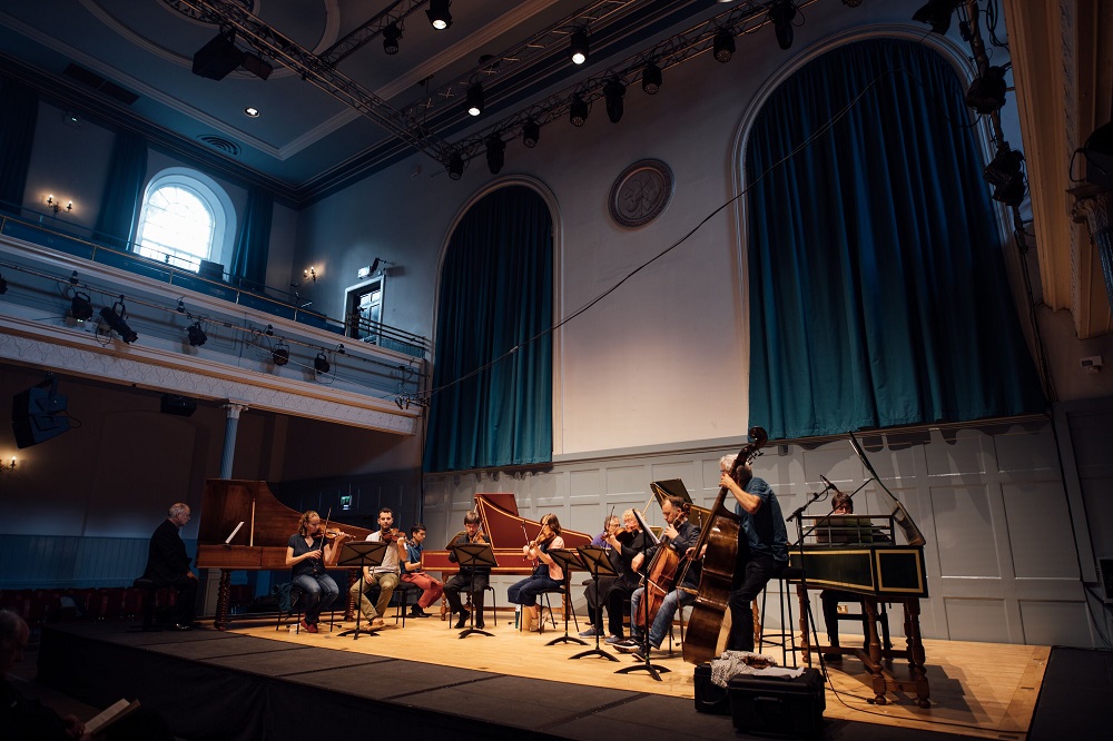 Rehearsal of harpsichord concert at the Queen's Hall