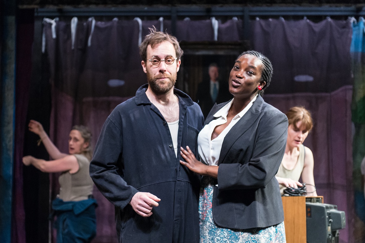 Demetri Goritsas and Wunmi Mosaku in Mr Burns at the Almeida Theatre