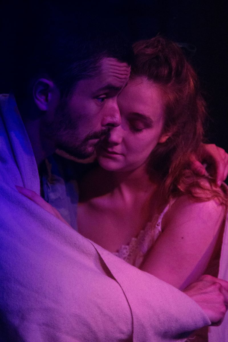 Jesse Rutherford (L) and Bess Roche in 'Bliss' at the Finborough Theatre