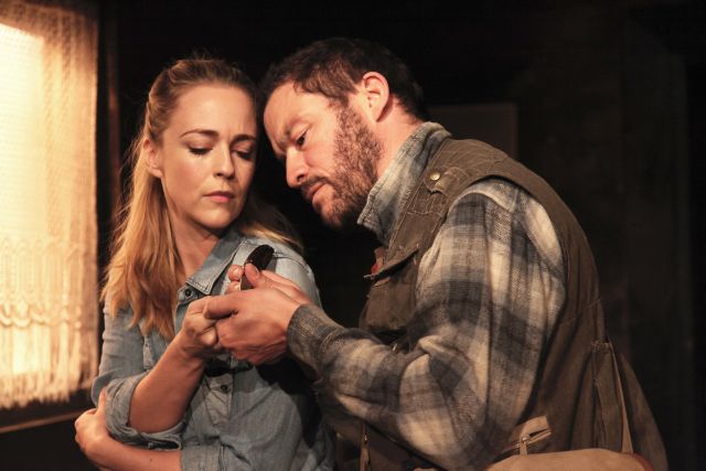 Miranda Raison and Dominic West in The River