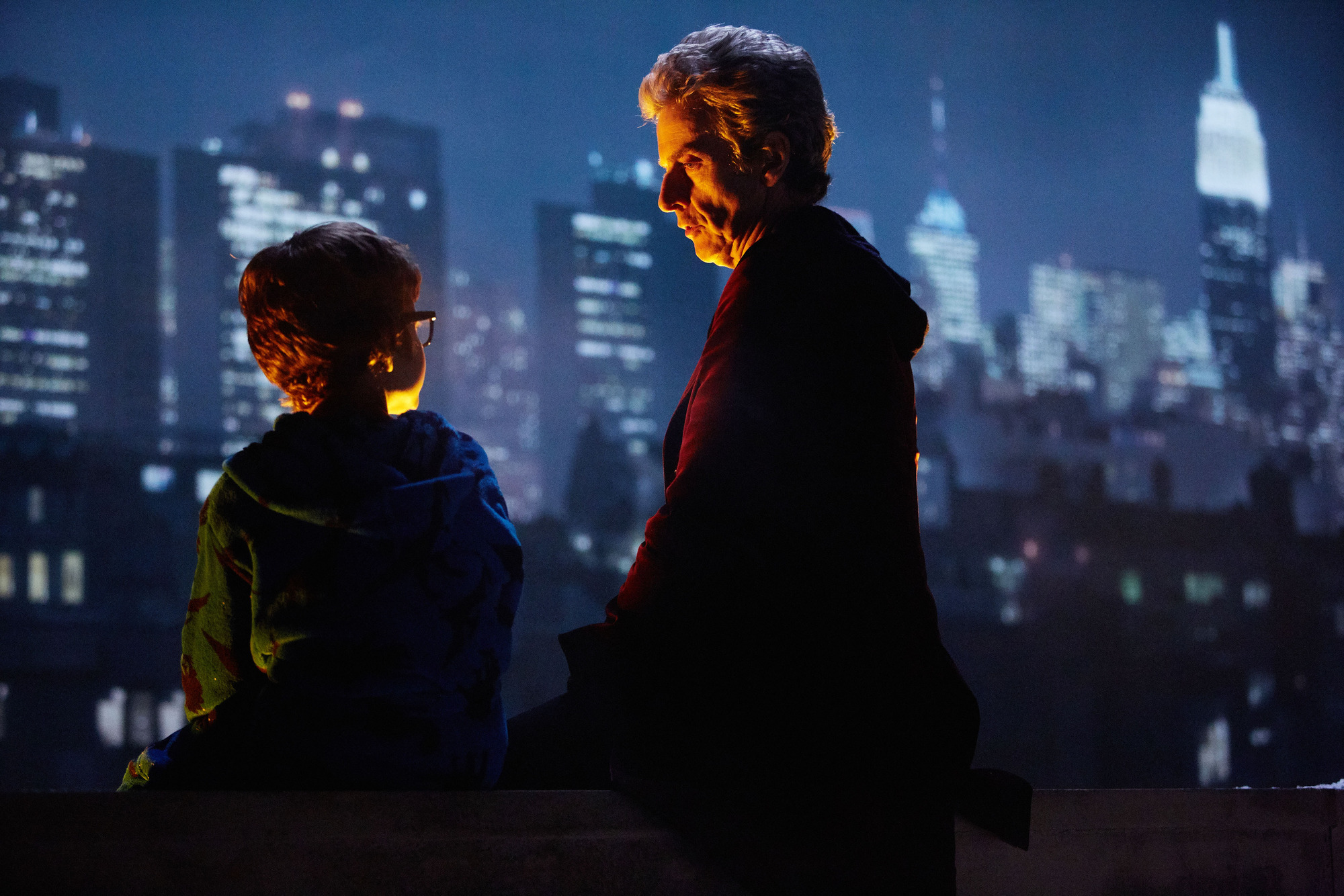 Logan Hoffman as Young Grant with the Doctor (Peter Capaldi) in the 2016 Doctor Who Christmas special