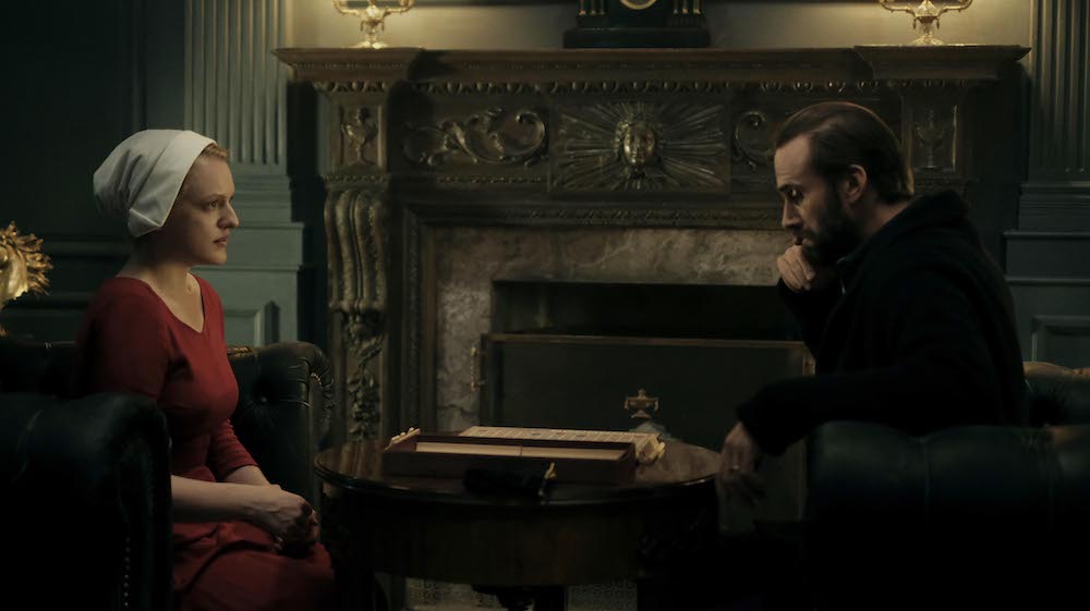 Elisabeth Moss and Joseph Fiennes in The Handmaid's Tale