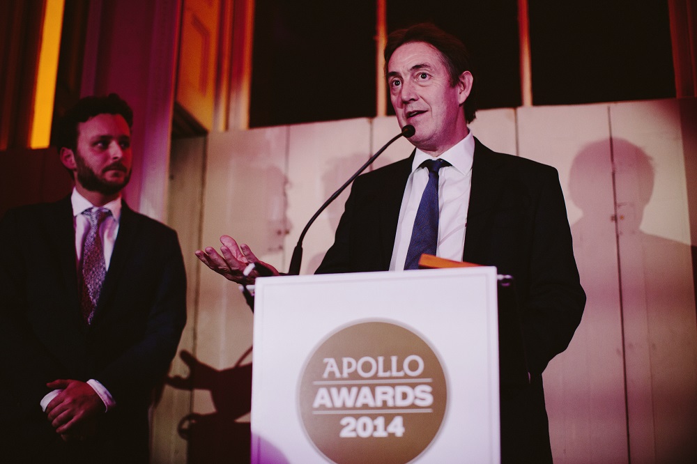 Adam Lowe receiving the Apollo Award 2014 for Digital innovation of the year in London this month Photo ©Apollo Magazine