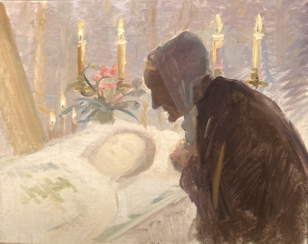 Mrs Brøndum at the Bed of her Daughter Agnes (1910) by Anna Anchor. Courtesy of Skagens Museum