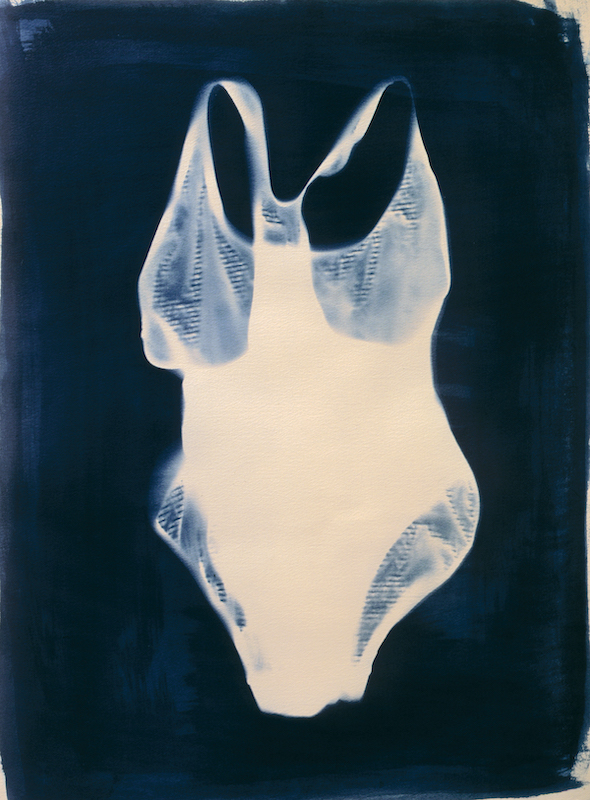 Joy Gregory "Candy Stripe Bathing Costume" from the series "Girl Thing" 2002-4 Cyanotype ©Joy Gregory