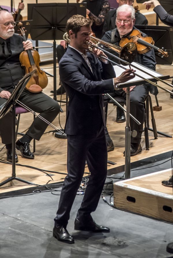 Peter Moore with the BBC Philharmonic in Dani Howard's Trombone Concerto cr Chris Payne