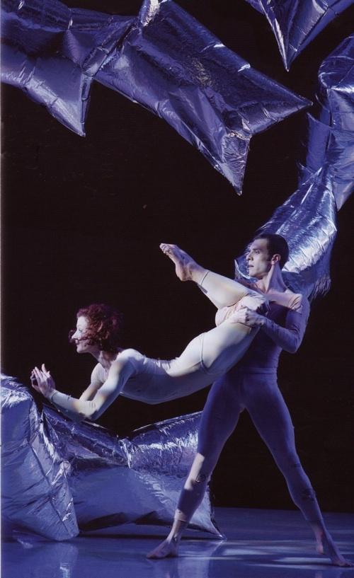 Pieter Symonds and Jonathan Goddard in 'Rainforest': 'stirring themselves amid the LSD landscape of silver floating pillows'