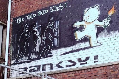 Banksy's imposing mural, 'The Mild Mild West', is Stokes Croft's main visitor attraction