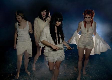 Frankie Rose and the Outs on their way to audition for 'Macbeth'