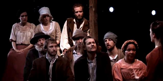 Rebecca O'Mara as Bathsheba Everdene addressing country folk in Far from the Madding Crowd