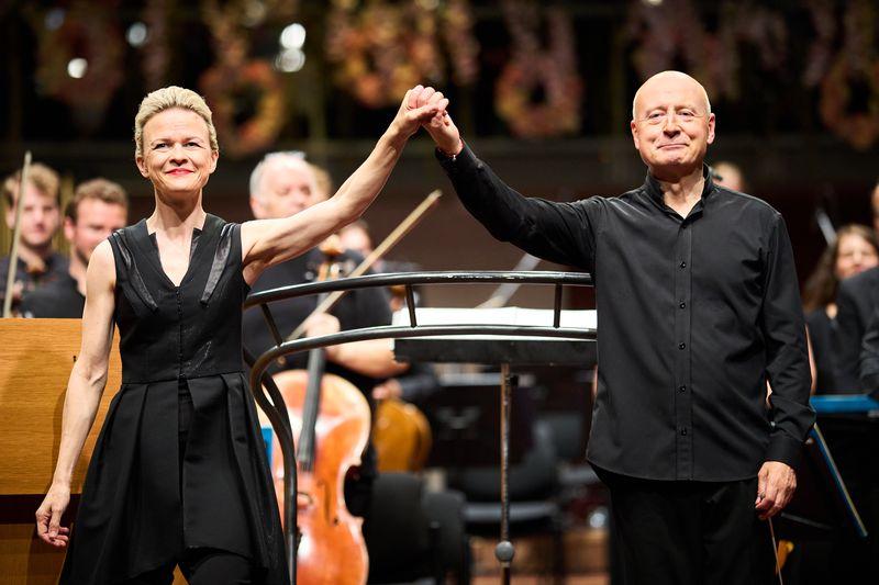 Iveta Apkalna and Paavo Jarvi after a performance of Poulenc's Organ Concerto at the Parnu Music Festival
