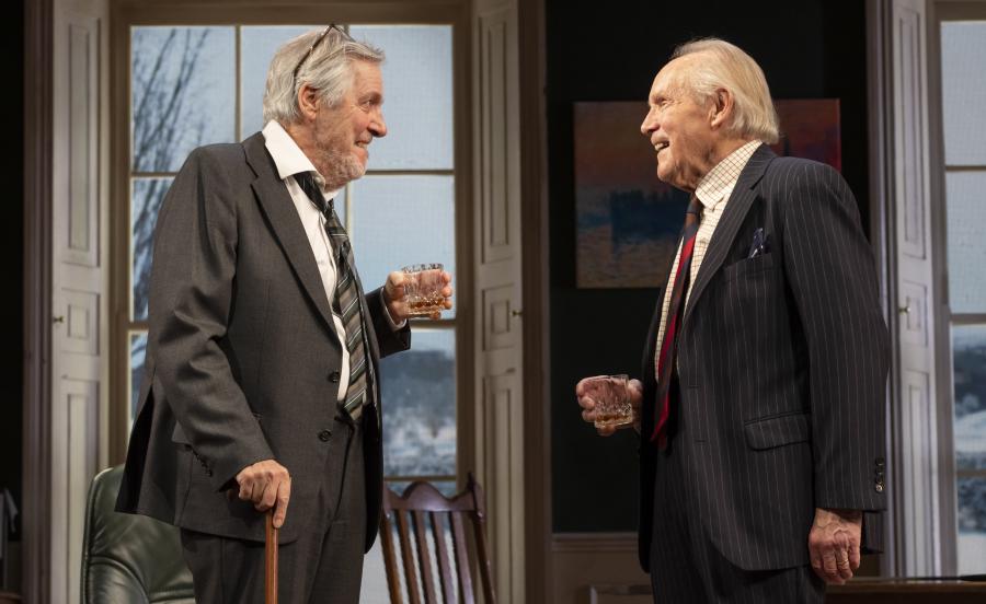 Griff Rhys Jones as Jim Hacker and Clive Francis as Sir Humphrey in I'm Sorry, Prime Minister