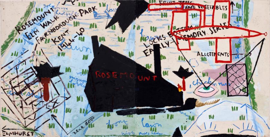 Rose Wylie, Rosemount (Coloured), 1999 Oil on canvas, 186 × 378 cm Courtesy Vladimir Ovcharenko © Rose Wylie
