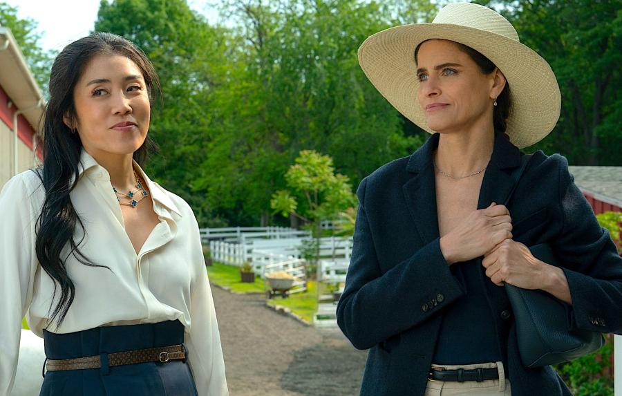 Eunice Bae (l) as Grace, Amanda Peet as Mel