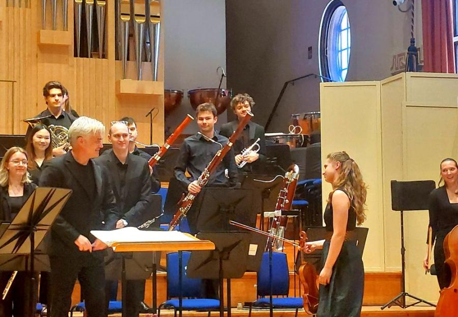 Edward Gardenr, Charlotte Saluste-Bridoux and Academy Symphony Orchestra players