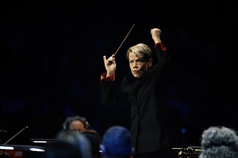 Marin Alsop conducts at the 2026 Proms
