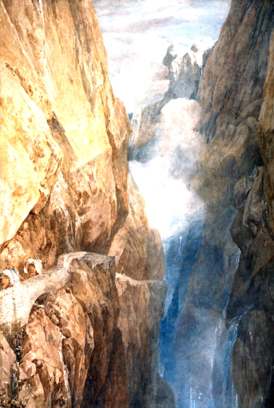 JMW Turner, The Passage of Mount St Gothard from the centre of Teufels Broch (Devil’s Bridge), 1804. © Abbot Hall, Kendal (Lakeland Arts Trust)